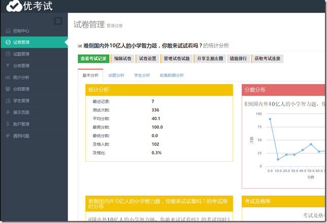 試卷統(tǒng)計(jì)分析頁(yè)面